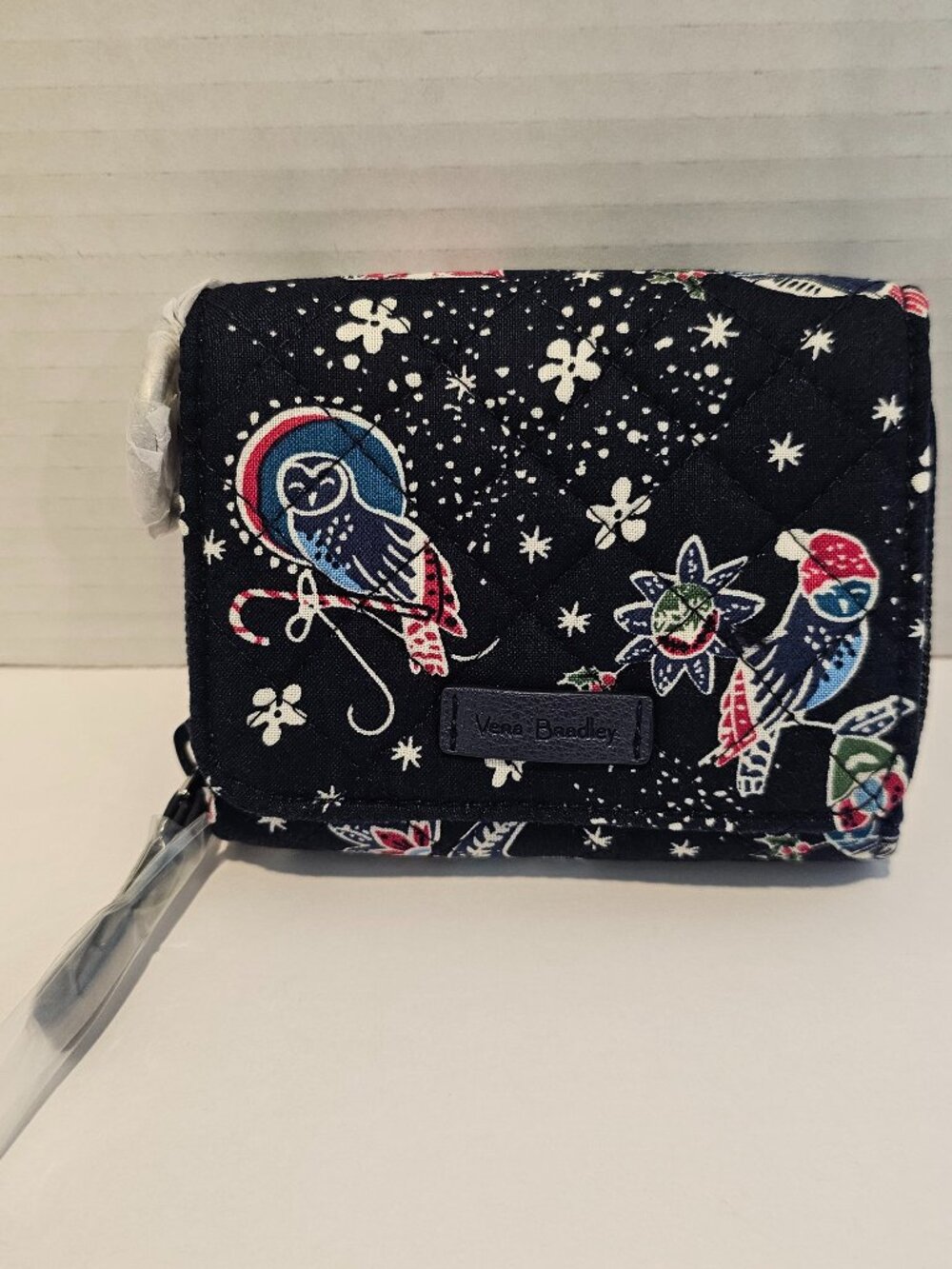 NWT Vera Bradley Iconic RFID Care Case Holiday Owls Winter Snow Blue Red White